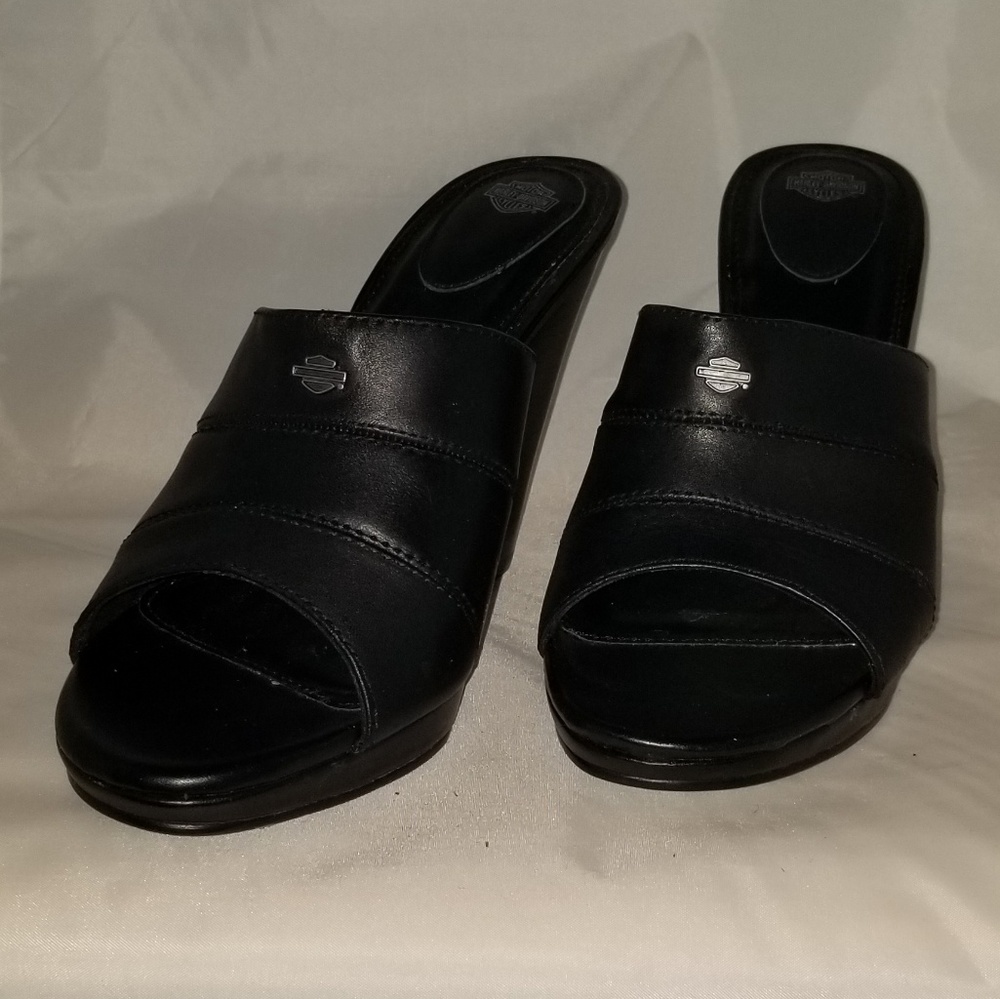 Black slip-on heels